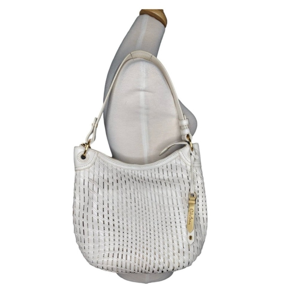 Cole Haan White Genevieve Woven Shoulder Bag- Very Rare